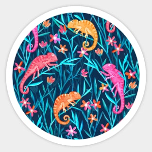 Colorful Chameleons in the Wild Grass Sticker